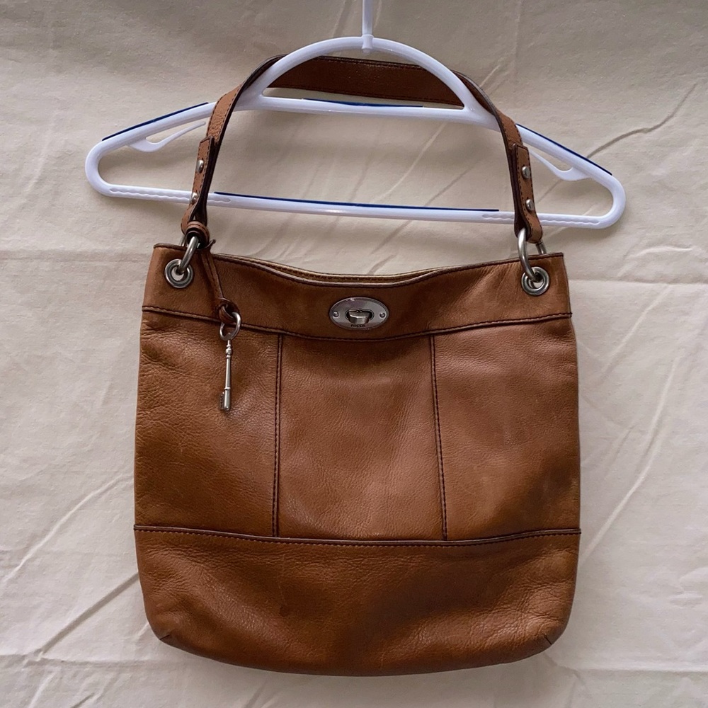 Camel Colored Fossil Shoulder Bag - image 1